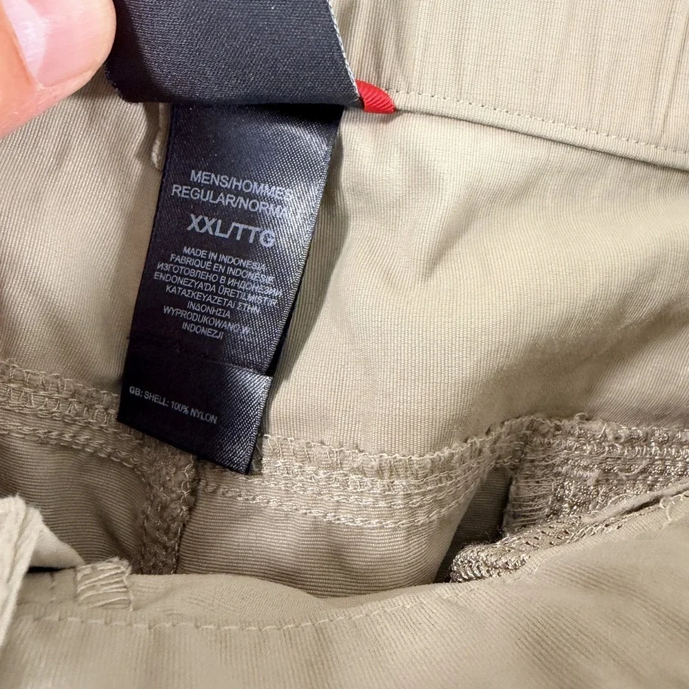 The North Face Zip Off Convertible Pants Khaki Beige Nylon Hiking Men 2XL 42x31